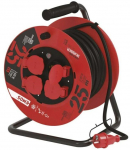 Rubber Extension Cord Reel &ndash; 4 sockets, 25m, 2.5mm&sup2; SCHUKO