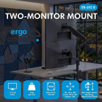 Ergo Office ER-692 B Desk Mount for 2 Monitors, Gas Spring
