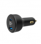 Gembird 2-Port USB Car Charger Type-C PD LCD 30W