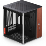 Jonsbo TK-0 Mini-Tower Mini-ITX Case, Tempered Glass, Wood - Black