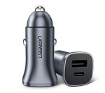 Ugreen USB Type-C / USB 24W Power Delivery Quick Charge car charger, grey (30780)
