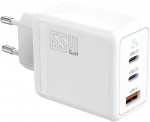 Tb Charger 2x USB C + USB A Power Delivery white, GaN 65W