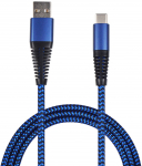 2GO USB Lade-Datenkabel USB Type-C 3.1 Nylon 1m blau
