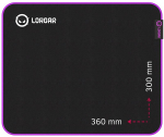 Lorgar Main 313, Gaming mouse pad, High-speed surface, Purple anti-slip rubber base, size: 360mm x 300mm x 3mm, weight 0