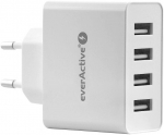 Everactive Phone Charger 4X USB 5A White