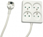 MicroConnect 4-way Power Strip Square French Type E, 1.5m White