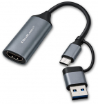 Qoltec Adapter USB C USB A HDMI 4K 30Hz aluminium