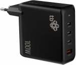 Tb 3x USB C + USB A Power Delivery Wall Charger Black, GaN 100W