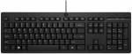 HP 125 USB Wired Keyboard, Sanitizable - Black - US ENG