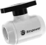 Bitspower Absperrhahn 2x IG 1/4 Zoll, schwarzer Griff - wei&szlig;