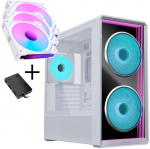 Lian Li LANCOOL 217 INF PC Case Bundle + 3x UNI FAN SL-INF 120 Reverse Blade Fans - White