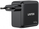 UNITEK GAN CHARGER WITH DISPLAY, 140W, 3xUSB-C