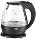 Adler AD 1224 electric kettle 1.5 L 2000 W Black, Transparent