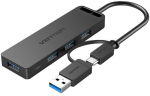 Vention 2in1 USB-C 4-Port USB 3.0 Hub & Power Adapter 0.15m