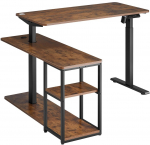 Ergo Office electric lifting desk, max height 121cm, max - 70 kg, with top and shelves, for standing work, brown ru