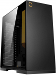 Geometric Future Lohan Midi-Tower Case - Black, Tempered Glass Sides