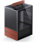 Jonsbo T6 Mini-Tower Mini-ITX PC Case, Tempered Glass, Wood, Black