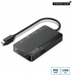 MicroConnect Premium USB-C Mini DockUSB-C to 2 x USB3.0 A /RJ45/ HDMI/VGA/Type C Data or PD charging Adapter