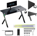 NanoRS gaming desk, black with headphone and cup holder, max. 75kg, dimensions 1200x600x750mm, RS101