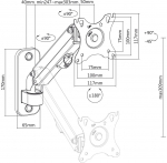 Maclean monitor wall mount, 17-27'', 7kg max, gas spring, MC-458