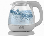 Adler | Kettle | AD 1283G | Standard | 1100 W | 1 L | Plastic/Glass | 360&deg; rotational base | Grey