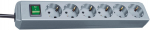 Brennenstuhl Eco 6-Outlet 1.5m Extension Cord with ON/OFF Switch, Silver Grey