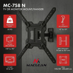 Maclean MC-758 N Universal TV or Monitor Mount 23-65" 30kg