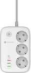 Forcell F-Energy Power Strip 3x Schuko, USB-C 30W, 3x USB-A QC3.0 PD, WiFi Tuya, 2500W 10A