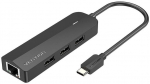 Vention TGOBB USB-C Hub 3x USB 2.0 RJ45 Micro USB 0.15m Black
