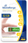 MediaRange USB nano flash drive, paper-clip stick, green, 32GB