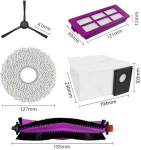 Midea V15 Spare Parts kit: 1x Side Brush, 2x Mop Pad, 1x Roller Brush, 1x Filter, 1x Dust Bag