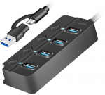 LogiLink USB3.2 Gen1 HUB, 4xUSB-A on/off switch