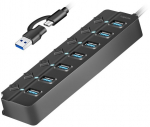 LogiLink USB3.2 Gen1 hub, 7 port on/off switch black