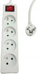 MicroConnect 4-way Power Strip on/off switch French Type E, 1.5m White