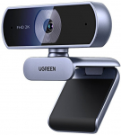 Webcam USB FHD 2K@30FPS with Dual Noise Cancelling Microphone, Privacy Cover