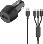2GO KFZ-Ladeger&auml;t 3000mA 3in1 Micro-USB, Lightning, USB-C sw