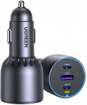 UGREEN 75W 3-Port Fast Car Charger gray