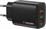 Verbatim GaN III Essentials Charger 3 Port 65W USB-AC black