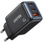 GAN 2xUSB-A, USB-C, PD 3.0, 65W mains charger