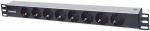 48.26 cm (19") 1.5U Rackmount 8-Way Power Strip - German Type