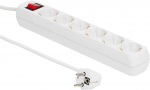 MicroConnect 6-way Schuko Power Strip on/off switch 1.5M, White