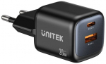 UNITEK 2x GAN 20W mains charger, black