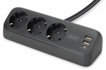 DIGITUS Steckdosenleiste 3x 2USB 1,5m 12W 30W schwarz