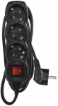 Power Strip SCHUKO with switch &ndash; 3 sockets, 1.5m, black, 1,5mm&sup2;