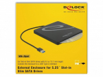 Delock External Enclosure for 5.25&Prime; Slot-in Slim SATA Drives 9.5 / 12.7 mm to USB Type-A male black