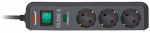 Eco-Line 13.500A extension socket with surge protection 3-way, anthracite, 1.5m