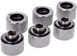 Alphacool HT 16mm HardTube compression fitting G1/4 - knurled - chrome sixpack
