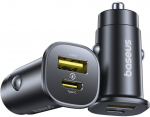 Car Fast Charger GoTrip 30W 12-24V USB-A + USB-C QC PD, Black