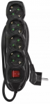 Power Strip SCHUKO with switch &ndash; 4 sockets, 5.0m, black, 1,5mm&sup2;