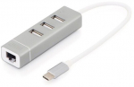 DIGITUS USB 2.0 3-port hub typ C + RJ45